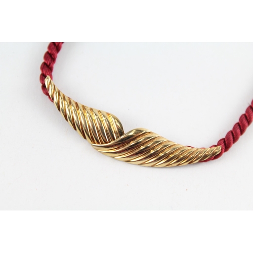 100 - 9ct gold & red rope necklace (3.6g)