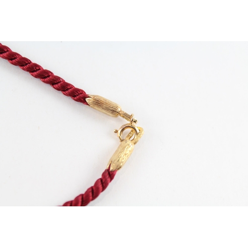 100 - 9ct gold & red rope necklace (3.6g)