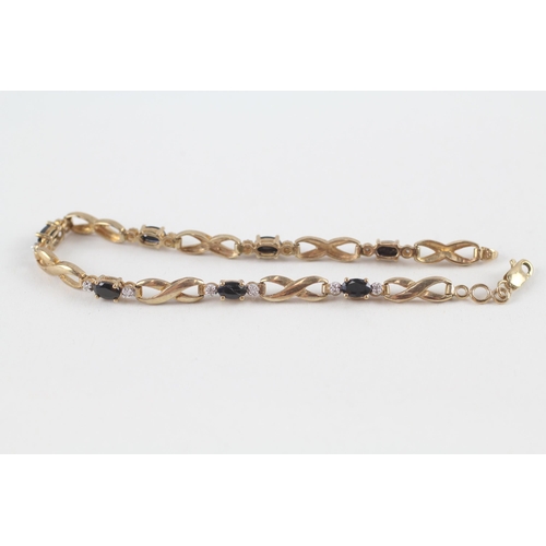 107 - 9ct gold sapphire & diamond bracelet (5.6g)