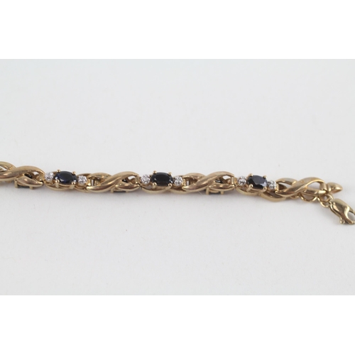 107 - 9ct gold sapphire & diamond bracelet (5.6g)