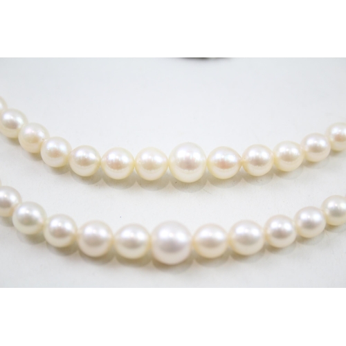 110 - 9ct gold cultured pearl two row necklace (39g)