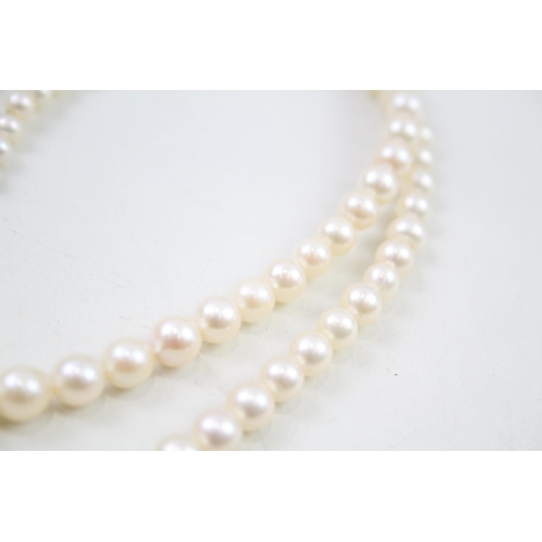 110 - 9ct gold cultured pearl two row necklace (39g)