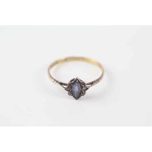 18ct gold sapphire & diamond vintage ring (1.5g) Size  R 1/2