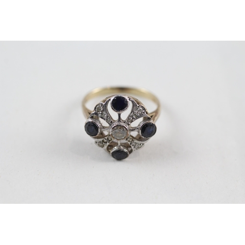 9ct gold diamond & sapphire dress ring (3.2g) Size  M