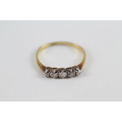 15ct gold & platinum diamond vintage ring (2g) Size  P