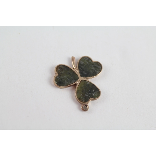 30 - 9ct gold vintage green  clover charm (1.5g)