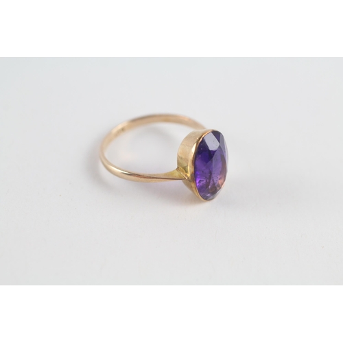 32 - 9ct gold amethyst dress ring (2.1g) Size  M