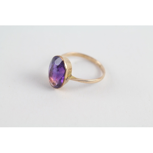 32 - 9ct gold amethyst dress ring (2.1g) Size  M