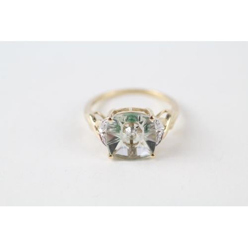 10ct gold prasiolite & diamond dress ring (2.8g) Size  N 1/2