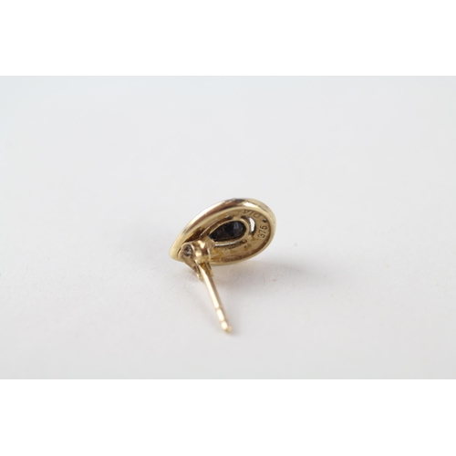 9ct gold sapphire & diamond cluster earrings (1.5g)