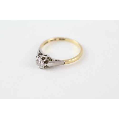 25 - 18ct gold & platinum diamond vintage solitaire ring (2.1g) Size  K 1/2