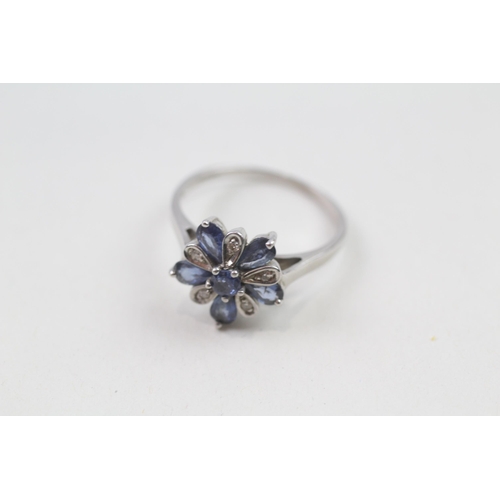 59 - 9ct gold sapphire & diamond dress ring (3.4g)