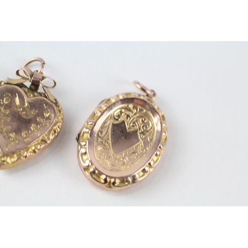 51 - 3x 9ct gold back & front antique patterned lockets (11g)