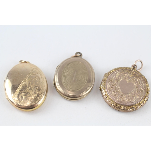 3x 9ct gold back & front antique patterned lockets (13.9g)