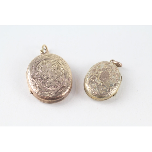 2x 9ct gold back & front antique patterned lockets (11.1g)