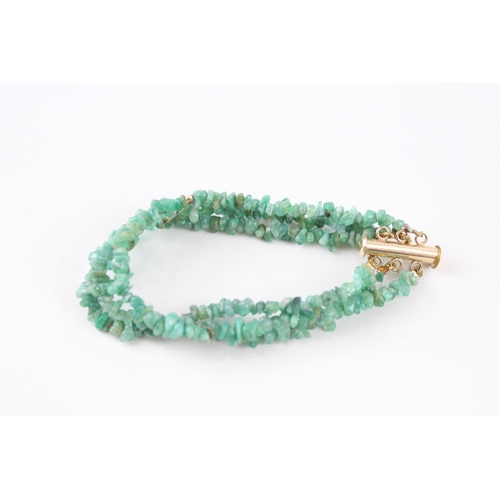 14ct gold emerald three row bracelet (13.3g)