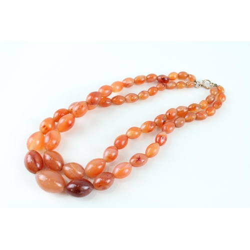 10ct gold carnelian agate two row necklace (115.7g)