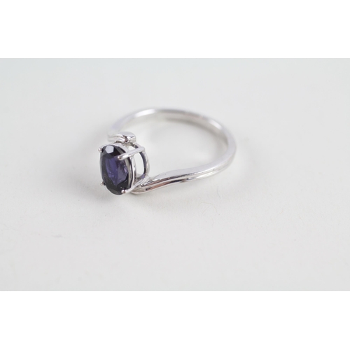 95 - 9ct gold iolite solitaire ring (as seen) (2.6g) Size  N 1/2