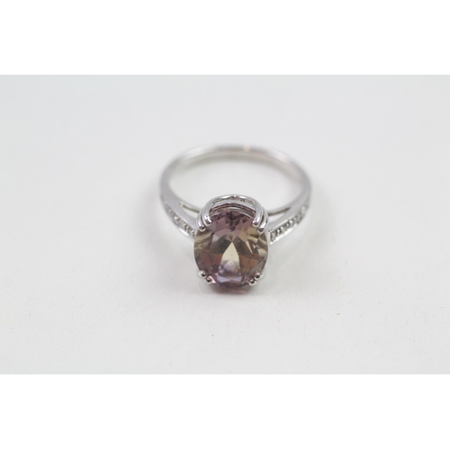 96 - 9ct gold ametrine & diamond dress ring (3.4g) Size  M 1/2