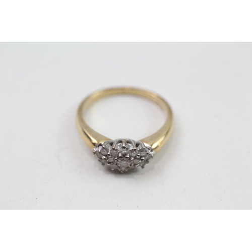 99 - 9ct gold diamond cluster ring (2.9g) Size  L 1/2