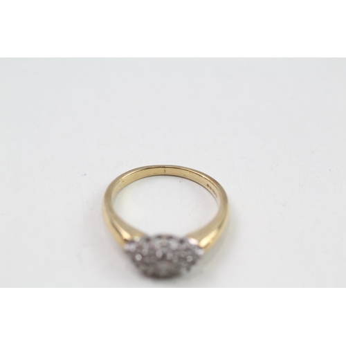 99 - 9ct gold diamond cluster ring (2.9g) Size  L 1/2