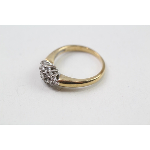 99 - 9ct gold diamond cluster ring (2.9g) Size  L 1/2