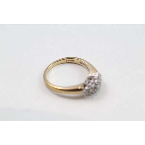 99 - 9ct gold diamond cluster ring (2.9g) Size  L 1/2