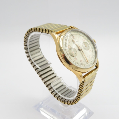 443 - ACO watch 18ct gold head.  Gent's vintage wristwatch/chrono handwind - Requires Service - Chronograp... 