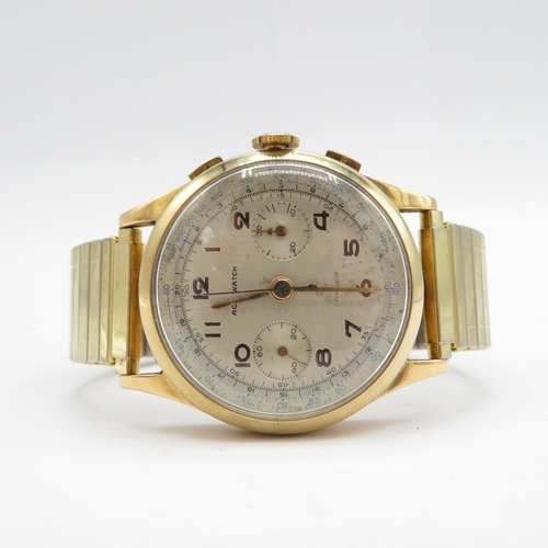 443 - ACO watch 18ct gold head.  Gent's vintage wristwatch/chrono handwind - Requires Service - Chronograp... 