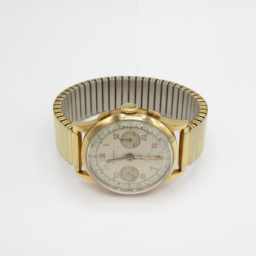 443 - ACO watch 18ct gold head.  Gent's vintage wristwatch/chrono handwind - Requires Service - Chronograp... 