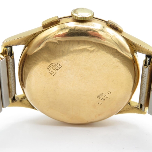 443 - ACO watch 18ct gold head.  Gent's vintage wristwatch/chrono handwind - Requires Service - Chronograp... 