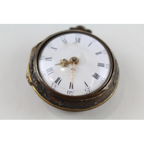 445 - ARMSTRONG LONDON Antique Verge Fusee Pair Cased Pocket Watch Key-wind WORKING