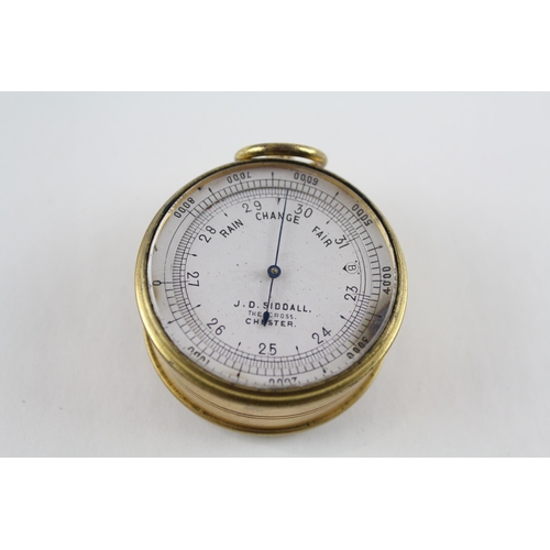 448 - J. D. SIDDALL Gents Antique Pocket Barometer & Compass Tested WORKING