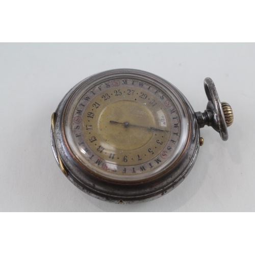 452 - RARE WW1 Interest Double Sided Moonphase Calendar Pocket Watch WORKING