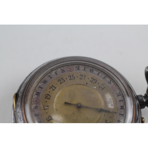 452 - RARE WW1 Interest Double Sided Moonphase Calendar Pocket Watch WORKING