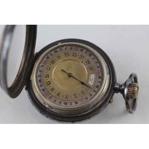 452 - RARE WW1 Interest Double Sided Moonphase Calendar Pocket Watch WORKING