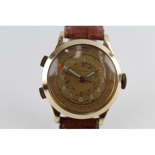 455 - EXPERT Gents C.1960's Gold Tone Chronograph WRISTWATCH Hand-wind WORKING