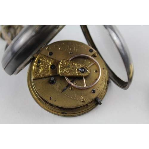 462 - Sterling Silver Cased Gents Antique Fusee POCKET WATCH Key-wind WORKING