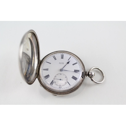 464 - BAUME Sterling Silver Gents Vintage Full Hunter Pocket Watch Key-wind WORKING