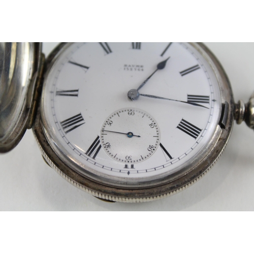 464 - BAUME Sterling Silver Gents Vintage Full Hunter Pocket Watch Key-wind WORKING