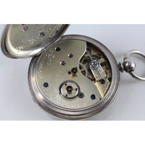 464 - BAUME Sterling Silver Gents Vintage Full Hunter Pocket Watch Key-wind WORKING