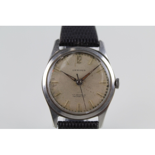 472 - HERMES Gents Vintage C.1960's WRISTWATCH Hand-wind WORKING