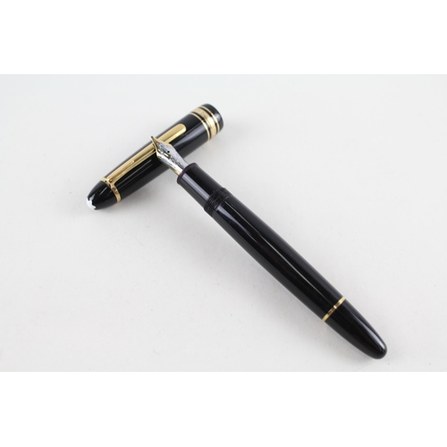 482 - MONTBLANC Meisterstuck Black Fountain Pen w/ 14ct White Gold Nib WRITING