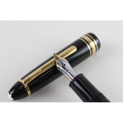 482 - MONTBLANC Meisterstuck Black Fountain Pen w/ 14ct White Gold Nib WRITING