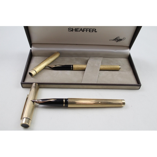 488 - 2 x Vintage SHEAFFER Gold Plated Fountain Pens w/ 14ct Gold Nibs Inc Targa Etc