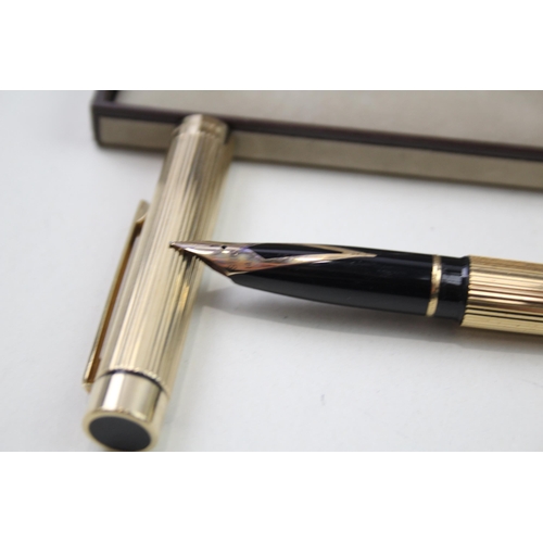 488 - 2 x Vintage SHEAFFER Gold Plated Fountain Pens w/ 14ct Gold Nibs Inc Targa Etc