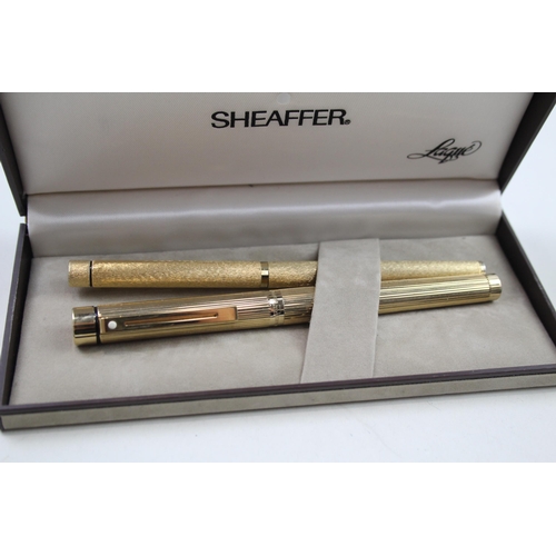 488 - 2 x Vintage SHEAFFER Gold Plated Fountain Pens w/ 14ct Gold Nibs Inc Targa Etc