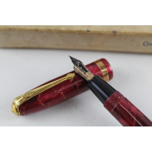 489 - Vintage CONWAY STEWART 84 Red Fountain Pen w/ 14ct Gold Nib WRITING Boxed