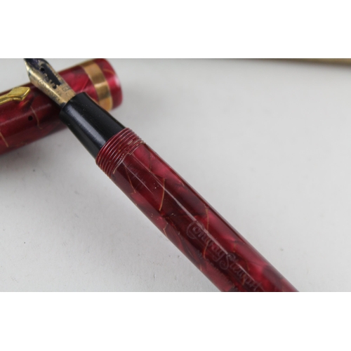 489 - Vintage CONWAY STEWART 84 Red Fountain Pen w/ 14ct Gold Nib WRITING Boxed