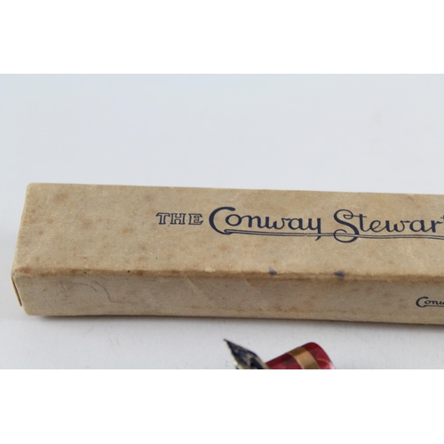 489 - Vintage CONWAY STEWART 84 Red Fountain Pen w/ 14ct Gold Nib WRITING Boxed